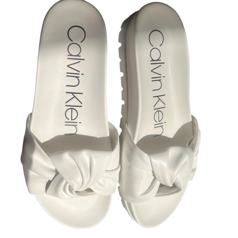 Calvin Klein White Bow Detail Sandals